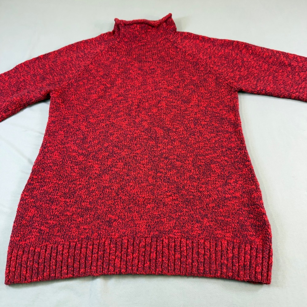 LL Bean Mens M Red Marled 100% Cotton Turtleneck Sweater 507416 Regular comfort